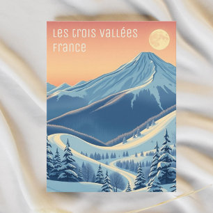 Postale Les 3 trois Vallées France vacances de ski Carte p