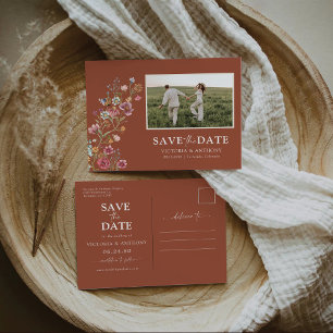 Postale Les fleurs sauvages sauvent la date avec la carte