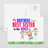 Postale Les frères ont la meilleure carte de sœur (Devant / Derrière)