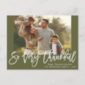 Postale lettrage blanc rustique carte joyeux thanksgiving (Devant)