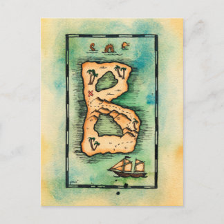 Postale Lettre B Carte du trésor