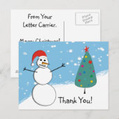 Postale Lettre du travailleur postal Carrier "Merci" Carte (Devant / Derrière)