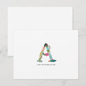 Postale Lettre florale Monogramme initial - A - Carte plat (Devant / Derrière)