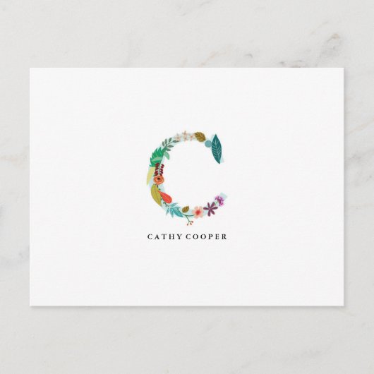 Postale Lettre florale Monogramme initial - C - Carte plat (Devant)