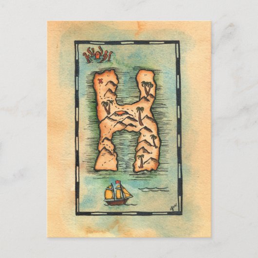 Postale Lettre H Carte du trésor (Devant)