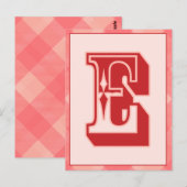Postale Lettre rose "E" Typographie Carte Banner (Devant / Derrière)