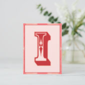 Postale Lettre rose "I" Typographie Carte Banner (Debout devant)