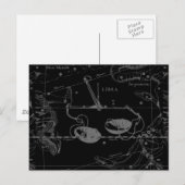 Postale Libra Constellation Hevelius 1690 Carte sur Noir (Devant / Derrière)