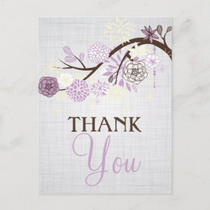 Postale Lilac et Fleurs de Crème Carte Post Merci rustique