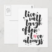Postale Live Laugh Love - Carte Inspirative (Devant / Derrière)