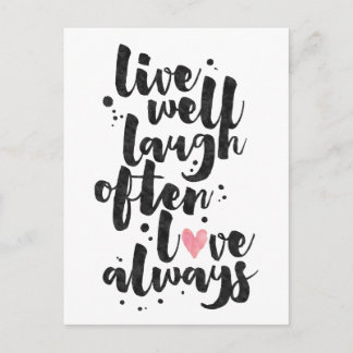 Postale Live Laugh Love - Carte Inspirative