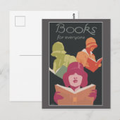 Postale Livres et lecture avec art déco femmes Carte posta (Devant / Derrière)