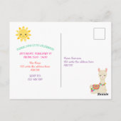 Postale Llama , carte d'invitation pour anniversaire Fiest (Dos)