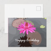 Postale Lotus rose dans la carte d'anniversaire de l'étang (Devant / Derrière)