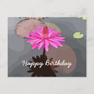 Postale Lotus rose dans la carte d'anniversaire de l'étang