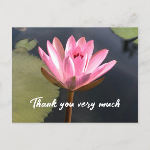 Postale Lotus rose dans la carte de remerciements de l'éta