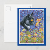 Postale Louis Wain, Chat dans une mer de fleurs, Carte pos (Devant / Derrière)