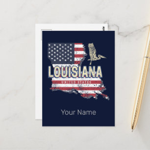 Postale Louisiane États-Unis Carte Retro Vintage USA