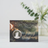 Postale Loup d'hiver avec carte de Noël Floral (Debout devant)