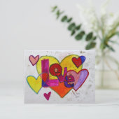 Postale Love Patchwork Parties scintillant Coeurs Carte po (Debout devant)