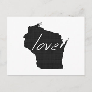 Postale Love Wisconsin Carte Formé Antique Black Chalkboar