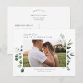 Postale Lovely Green Wedding Enregistrer La Date Carte Pos (Devant / Derrière)