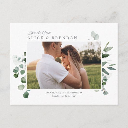 Postale Lovely Green Wedding Enregistrer La Date Carte Pos (Devant)