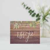 Postale Lumières rustiques Verdure Mariage RSVP carte post (Debout devant)