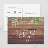 Postale Lumières rustiques Verdure Mariage RSVP carte post (Devant / Derrière)