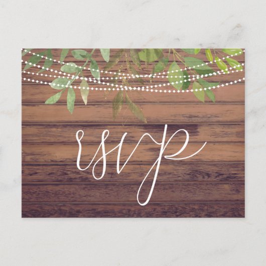 Postale Lumières rustiques Verdure Mariage RSVP carte post (Devant)