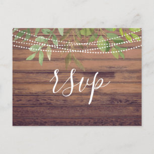 Postale Lumières rustiques Verdure Mariage RSVP carte post