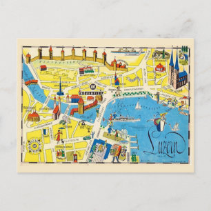 Postale Luzerne Suisse Carte Colorée