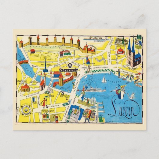 Postale Luzerne Suisse Carte Colorée (Devant)