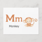 Postale M est pour Singe - Carte Flash Alphabet (Devant)