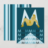 Postale M Lettre Carte bleu foncé Mousse de poney flexible (Devant / Derrière)