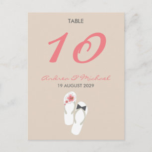 Postale M. & Mme Flip Flops Mariage Carte de numéro de tab