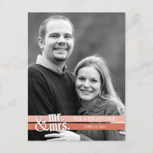 Postale M. & Mme Mariage Carte de remerciements - Peach