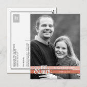 Postale M. & Mme Mariage Carte de remerciements - Peach (Devant / Derrière)
