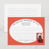 Postale MA MÉMOIRE SPÉCIALE DE VOUS Carte Photo Condolence (Devant / Derrière)