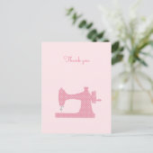 Postale Machine à coudre rose Carte de remerciements perso (Debout devant)