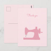 Postale Machine à coudre rose Carte de remerciements perso (Devant / Derrière)