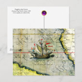 Postale Magellans navire Victoria, Antique Carte Océan Pac (Devant / Derrière)