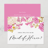 Postale Magenta Hydrangeas, femme d'honneur Carte de propo (Devant / Derrière)