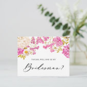 Postale Magenta Hydrangeas Seras-Tu Ma Carte Bridesman (Debout devant)