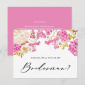 Postale Magenta Hydrangeas Seras-Tu Ma Carte Bridesman (Devant / Derrière)