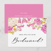 Postale Magenta Hydrangeas Seras-Tu Ma Carte D'Époux (Devant / Derrière)