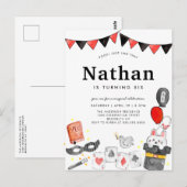 Postale Magicien Rabbit Carte Bande Magique Spectacle Anni (Devant / Derrière)