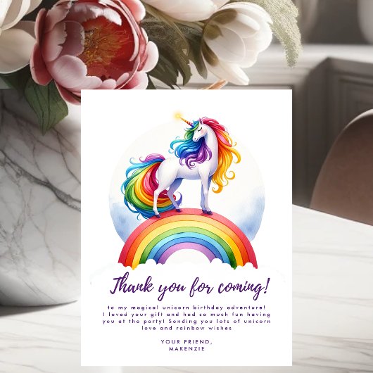 Postale Magique Rainbow Unicorn Anniversaire Carte de reme
