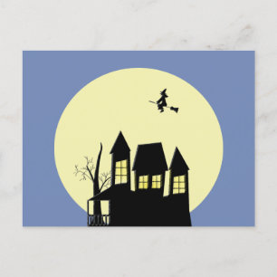 Postale Maison hantée et carte de sorcière volante