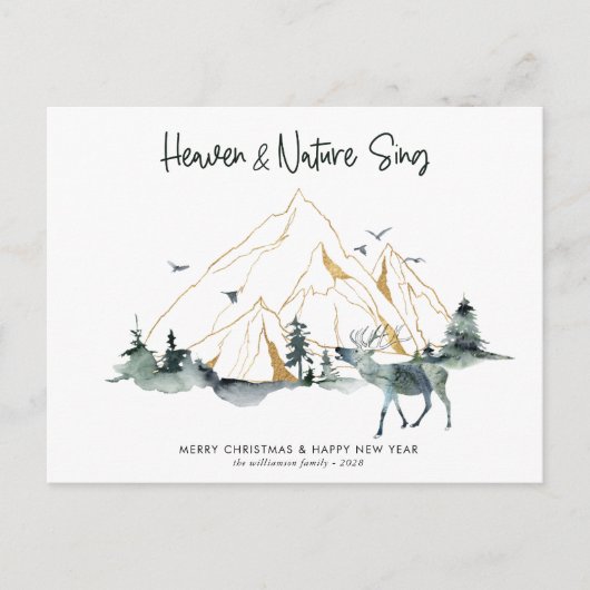 Postale Majestic Mountain Forest Carte de Noël (Devant)